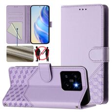 Per Xiaomi 14 Pro 5G Custodia per telefono in pelle con stampa a nido d'ape RFID (viola chiaro)