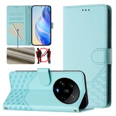 Per Xiaomi 14 Ultra 5G Custodia per telefono in pelle con stampa a nido d'ape RFID (verde menta)