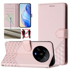 Per Xiaomi 14 Ultra 5G Custodia per telefono in pelle con stampa a nido d'ape RFID (rosa)