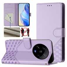 Per Xiaomi 14 Ultra 5G Custodia per telefono in pelle con stampa a nido d'ape RFID (viola chiaro)