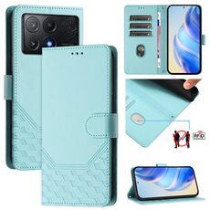 Per Xiaomi Poco X6 Pro / Redmi K70E Custodia per telefono in pelle con stampa a nido d'ape RFID (verde menta)