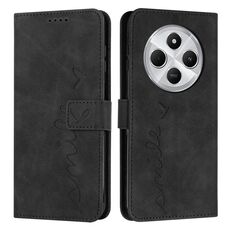 Per Redmi 14C 4G Custodia in pelle con stampa a cuore effetto pelle (nero)