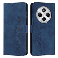 Per Redmi 14C 4G Custodia in pelle con stampa a cuore e effetto pelle (blu)