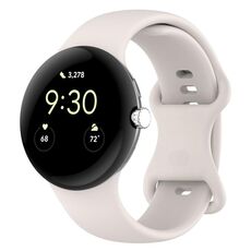 Per Google Pixel Watch 3 41mm Cinturino in silicone con fibbia a farfalla, taglia: L (bianco crema)