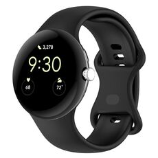 Per Google Pixel Watch 3 41mm Cinturino in silicone con fibbia a farfalla, taglia: L (nero)