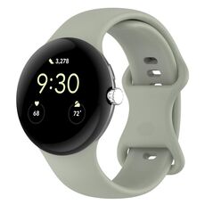 Per Google Pixel Watch 3 41mm Cinturino in silicone con fibbia a farfalla, taglia: L (grigio verde)