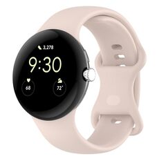 Per Google Pixel Watch 3 41mm Cinturino in silicone con fibbia a farfalla, taglia: L (rosa)