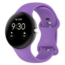 Per Google Pixel Watch 3 41mm cinturino in silicone con fibbia a farfalla, taglia: L (lilla)