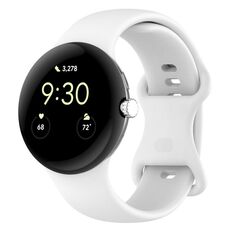 Per Google Pixel Watch 3 45mm cinturino in silicone con fibbia a farfalla, taglia: L (bianco)