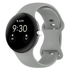 Per Google Pixel Watch 3 45mm cinturino in silicone con fibbia a farfalla, taglia: L (marrone grigio)