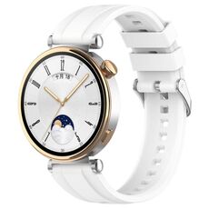 Per Huawei Watch GT 5 46mm Cinturino in silicone con fibbia argentata a sgancio rapido (bianco)