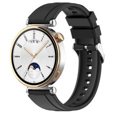 Per Huawei Watch GT 5 46mm Cinturino in silicone con fibbia argentata a sgancio rapido (nero)