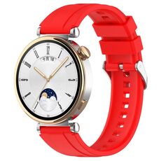 Per Huawei Watch GT 5 46mm Cinturino in silicone con fibbia argentata a sgancio rapido (rosso)