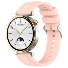 Per Huawei Watch GT 5 46mm Cinturino in silicone con fibbia argentata a sgancio rapido (rosa chiaro)