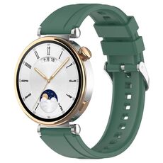 Per Huawei Watch GT 5 46mm Cinturino in silicone con fibbia argentata a sgancio rapido (verde scuro)
