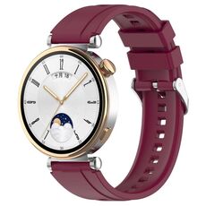 Per Huawei Watch GT 5 41mm Cinturino in silicone con fibbia argentata a sgancio rapido (rosso vino)