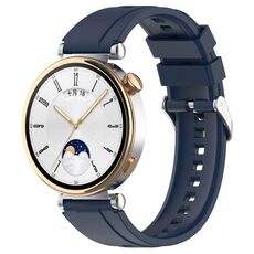 Per Huawei Watch GT 5 Pro 46mm Cinturino in silicone con fibbia argentata a sgancio rapido (blu notte)