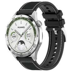 Per Huawei Watch GT 5 46mm cinturino in silicone intrecciato in nylon ibrido (nero)