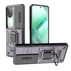 Per vivo iQOO Z9s 5G Global Sliding Camshield TPU + PC Custodia antiurto per telefono con supporto (viola)