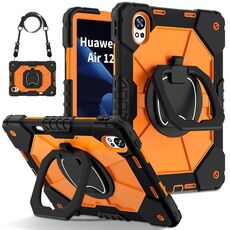 Per Huawei MatePad Air 12 2024 Custodia per tablet PC ibrida in silicone con robot a contrasto di colore (nero arancione)