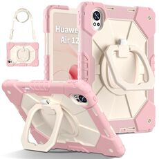 Per Huawei MatePad Air 12 2024 Custodia per tablet PC ibrida in silicone con robot a contrasto di colore (oro rosa beige)