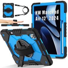 Per Huawei MatePad Air 12 2024 Custodia per tablet PC ibrida in silicone con robot a contrasto di colore (nero blu)