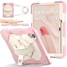 Per Huawei MatePad Air 12 2024 Custodia per tablet PC ibrida in silicone con robot a contrasto di colore (oro rosa beige)