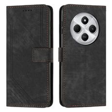 Per Redmi 14C 4G Custodia in pelle con motivo a strisce Skin Feel (nero)