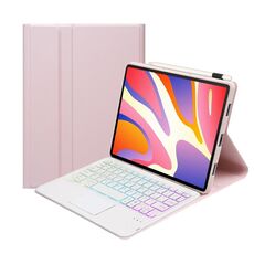 Per Huawei MatePad SE 11 2024 AH21-AS Custodia per tablet in pelle con tastiera Bluetooth retroilluminata staccabile ultrasottile con touchpad (rosa bianco)