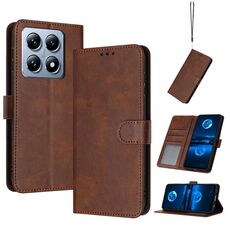 Per Xiaomi 14T Custodia per telefono in pelle con texture di vitello solido (marrone)