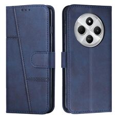Per Redmi 14C 4G Custodia per telefono in pelle con fibbia e cuciture in vitello (blu)