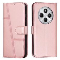 Per Redmi 14C 4G Custodia per telefono in pelle con fibbia e texture in vitello con cuciture (oro rosa)