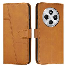 Per Redmi 14C 4G Custodia per telefono in pelle con fibbia e cuciture in vitello (giallo)