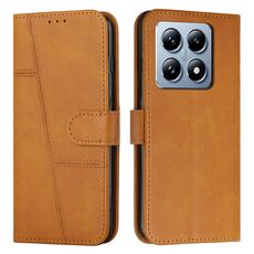 Per Xiaomi 14T Custodia per telefono in pelle con fibbia con texture in vitello con cuciture (giallo)