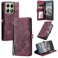 Per Xiaomi 14T Custodia in pelle goffrata Skin Feel Totem (rosso vino)