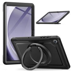 Per Samsung Galaxy Tab A9+ Custodia per tablet ibrida Honeycomb con maniglia e cinturino (nero)