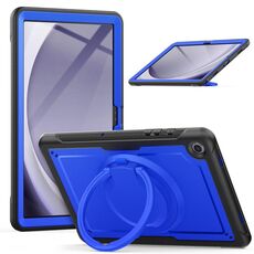 Per Samsung Galaxy Tab A9+ Honeycomb Hybrid Tablet Custodia con maniglia e cinturino (blu scuro)