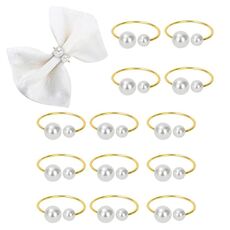 10 pezzi/sacchetto anelli per tovaglioli in perle fibbie per tovaglioli in metallo per Natale matrimonio festa decorazione tavolo da pranzo (oro)