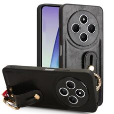 Per Redmi 14C 4G Custodia per telefono in pelle con cinturino posteriore (nero)