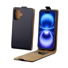 Per iPhone 16 Custodia per telefono in pelle con flip verticale e slot per carte (nero)