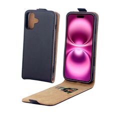 Per iPhone 16 Plus Custodia per telefono in pelle con flip verticale e slot per carte (nero)