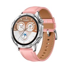 Per Huawei Watch GT 5 46mm Cinturino in vera pelle con fibbia argentata (rosa)