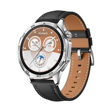Per Huawei Watch GT 5 46mm Cinturino in vera pelle con fibbia argentata (nero)