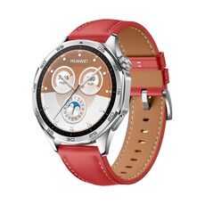 Per Huawei Watch GT 5 Pro 46mm Cinturino in vera pelle con fibbia argentata (rosso)