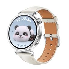 For Huawei Watch GT 5 41mm Women Silver Buckle Genuine Leather Watch Band(Creamy White)