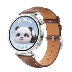 For Huawei Watch GT 5 41mm Women Silver Buckle Genuine Leather Watch Band(Brown)