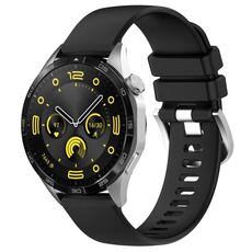 Per Huawei Watch GT 5 41mm Cinturino in silicone con fibbia argento lucido liquido (nero)