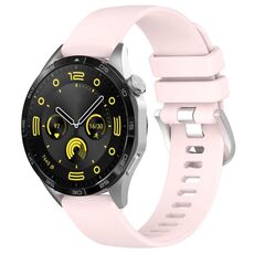 Per Huawei Watch GT 5 41mm Cinturino in silicone con fibbia argento lucido liquido (rosa chiaro)