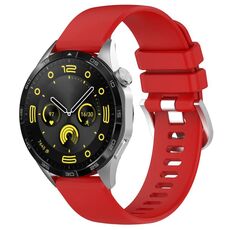 Per Huawei Watch GT 5 Pro 42mm Cinturino in silicone con fibbia argento lucido liquido (rosso)