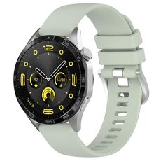 Per Huawei Watch GT 5 Pro 42mm Cinturino in silicone con fibbia argento lucido liquido (verde salice)